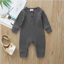 Laden Sie das Bild in den Galerie-Viewer, 2er Set Baby Junge/Mädchen Baumwolle gestrickt Stil solide Strickjacke langarm Jumpsuit