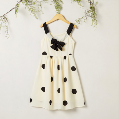 Stylish chiffon polka dots strappy dress