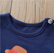 Laden Sie das Bild in den Galerie-Viewer, Whale Print Short-sleeve Tee and Striped Shorts Set