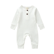 Laden Sie das Bild in den Galerie-Viewer, Baby boy/ girl cotton knitted style solid cardigan long-sleeve Jumpsuit