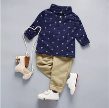 Laden Sie das Bild in den Galerie-Viewer, Toddler Boy Anchor Print Long-sleeve Shirt and Pants Set
