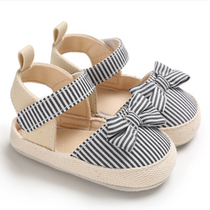 Baby / Toddler Girl Bowknot Decor Striped Velcro Sandals