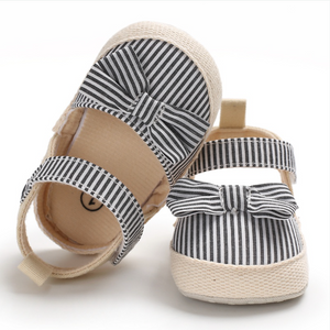 Baby / Toddler Girl Bowknot Decor Striped Velcro Sandals