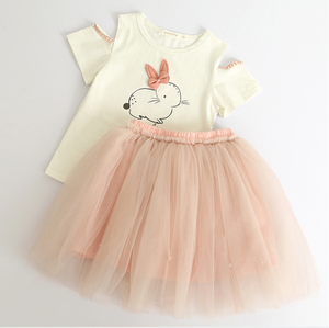 Rabbit design Fancy Skirt + T-Shirt Clothing Set