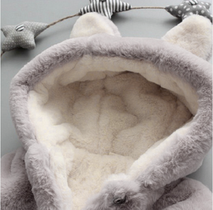 Solid Hooded 3D Ear and Tail Decor Baby Coat