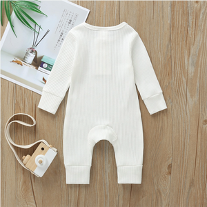 Baby boy/ girl cotton knitted style solid cardigan long-sleeve Jumpsuit