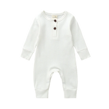 Laden Sie das Bild in den Galerie-Viewer, Baby boy/ girl cotton knitted style solid cardigan long-sleeve Jumpsuit
