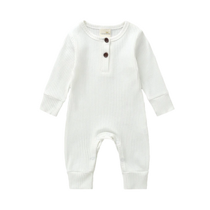 Baby boy/ girl cotton knitted style solid cardigan long-sleeve Jumpsuit