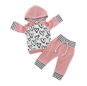 Baby Girl Hearts print Set
